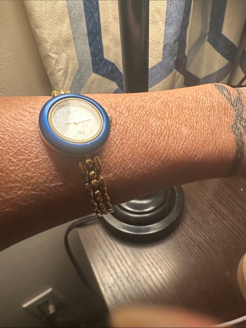 Gucci Gold-Tone Bracelet Watch with Blue, Green and Black Interchangeable Bezels - Picture 8 of 8